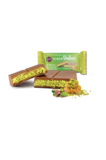 Elit Çikolata Elit çikolata Kadayıf ve Antep Fıstıklı Krema Dolgulu Dubai Çikolatası 90 gr tekli set