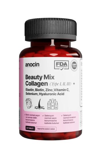 anocin BEAUTY MİX COLLAGEN TİP I,II,III +ELASTİN,BİOTİN,ZİNC, VİTAMİN C, SELENYUM, HYALURONİC ACİD, KOLAJEN