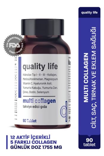 Quality Life Multi Collagen 90 Tablet - Tip 1-2-3-5-10 Kolajen MSM Magnezyum Collegen Peptidies Colagen Çinko