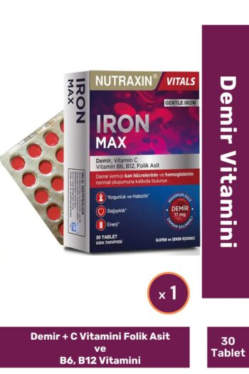 Nutraxin Iron Max 17 Mg 30 Tablet - Demir, C Vitamini, B6 Vitamini, Folik Asit, B12