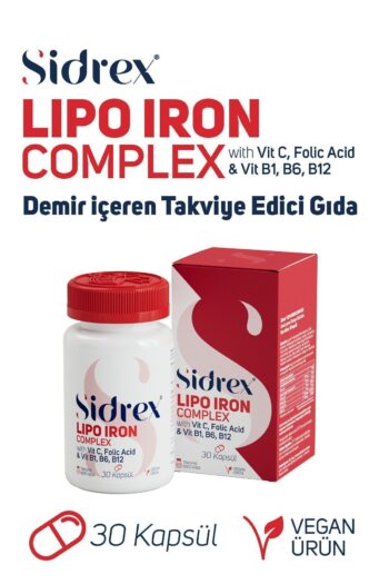 SIDREX Lipo Iron Complex Demir Içeren Takviye Edici Gıda 30 Kapsül