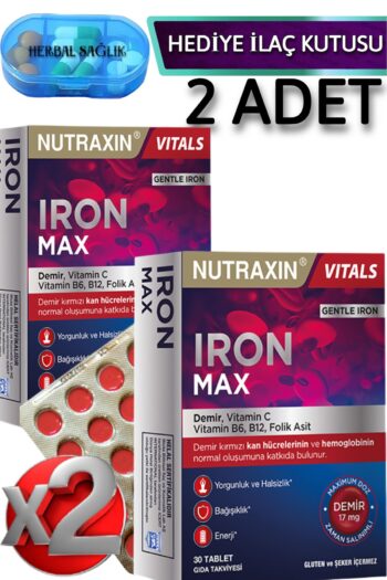 Nutraxin 2 Adet Iron Max - (Demir, Vitamin C, B6, Folik Asit, B12) 30 Adet Tablet
