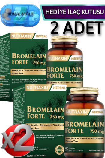 Nutraxin 2 Adet Bromelain Forte 750 Mg-(Probiyotik-Krom Pikolinat-Yeşil Çay) 60 Adet Tablet