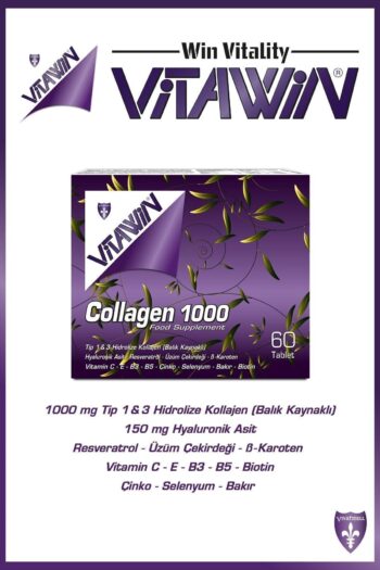Vitawin Collagen 1000 Mg 60 Tablet - Kollajen Hyaluronik Asit Beta Karoten Resveratrol Vita