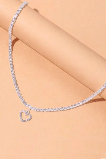 H&E DESIGN Kadın Zirkon Taşlı Su Yolu Rhinestone Kalp Kolye