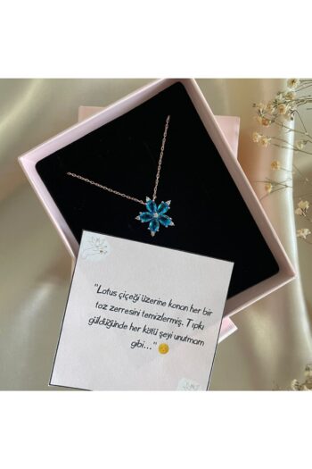 Lovera Jewellery 925 Ayar Gümüş Rose Aqua Taşlı Lotus Çiçeği Kolye | Zarif Doğum Günü Hediyesi Takı Mücevher Aksesuar
