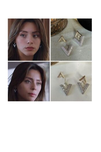 MioArt Kadın Taşlı V Küpe Trend Model