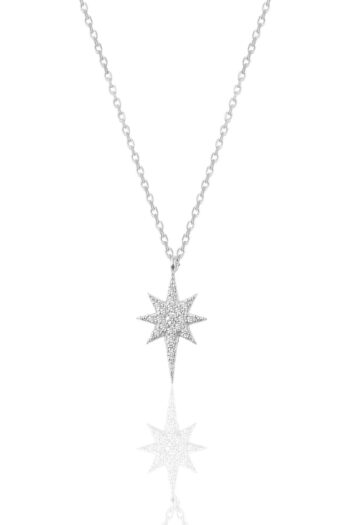 Söğütlü Silver Gümüş Rodyumlu Zirkon Taşlı Kutup Yıldızı Kolye Sgtl11747rodaj