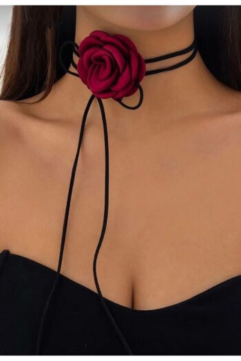 monalisatoka Kadın Bordo Saten Gül Choker Kolye