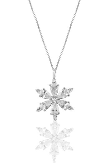 Söğütlü Silver Gümüş Rodyumlu Zirkon Taşlı Kar Tanesi Kolye Sgtl10898rodaj