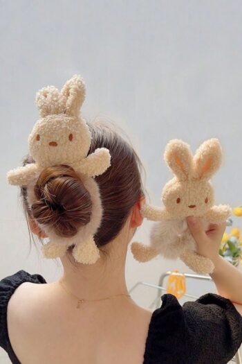 C&E Design Bunny Peluş Tavşan Kürklü Simit Toka