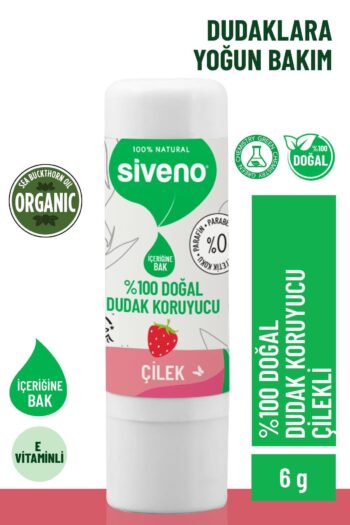 Siveno %100 Doğal Dudak Koruyucu Çilek Bitkisel Lipbalm Dudak Kremi Nemlendirici Parlatıcı Onarıcı 6 G