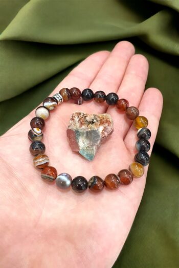 NBS Beautiful Naturel Stones Akik ( Taş Hediyeli ) Doğal Taş Bileklik % 100 Gerçek 8 Mm Aa Kalite