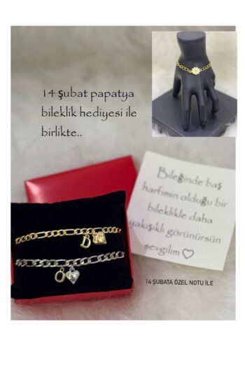 Hediyedukkani 14 Şubat sevgililer gününe Çelik harf kalp detaylı çift bileklik özel notu ile sevgiliye eşe