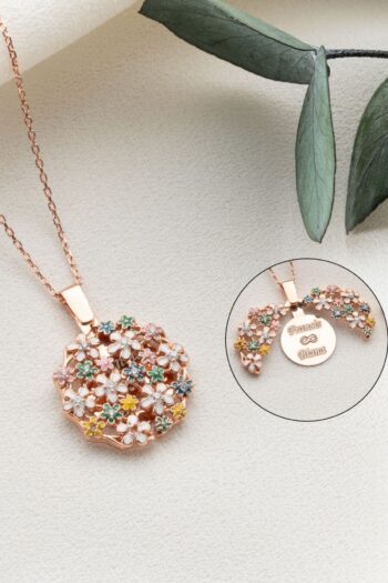 Silvano Jewelry 925 Ayar Gümüş Açılabilen İsimli Çiçek Buketi Kolye