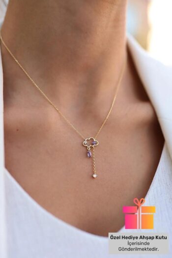 Lucente Jewellery Hediye Kutulu Özel Tasarım Bulut Altın Kaplama 925 Ayar Gümüş Zincirli Kararmaz Kolye