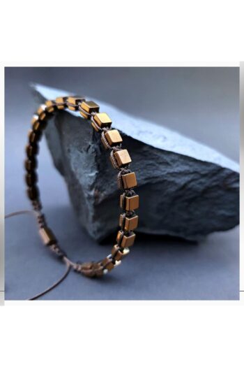 Seven Art Jewelry Doğal Taş Bileklik / Bakır Renk Hematit Bileklik / Erkek Bileklik / Kadın Bileklik / Ayarlanabilir B