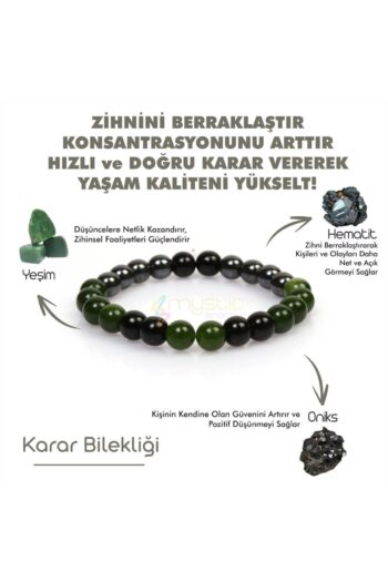 Mystic Energy Sertifikalı Doğaltaş Karar Tılsım Bilekliği |onix,hematit,yeşim Taşı Doğal Taş | Hediyelik Doğaltaş