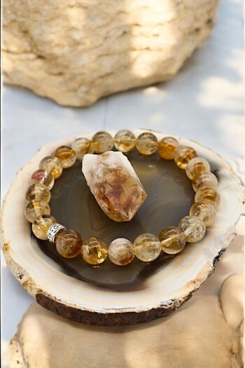 NBS Beautiful Naturel Stones Sitrin (taş Hediyeli ) Para, Bolluk ,bereket ,enerji Gerçek Aa Doğal Taş Bileklik 8 Mm