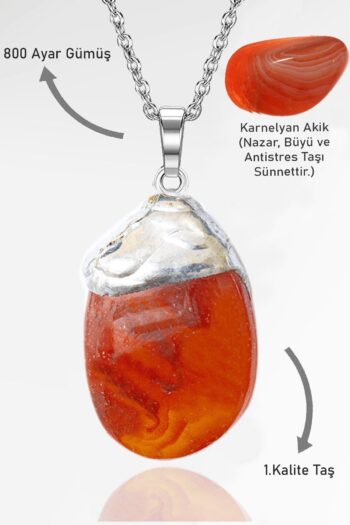 Erilsa Sertifikalı Ham Tamburlanmış Karnelyan Akik Taşı Kolye