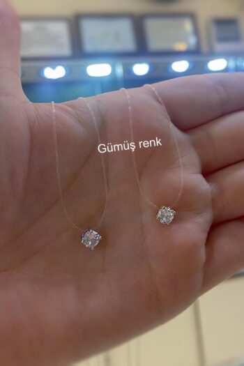Erer Gümüş Gümüş 5 mm taşlı hayalet misina kolye hs26552e3