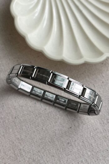 MODA Caprea Çelik 0,7 cm Gümüş Renkli İtalyan Charm Lastikli Bileklik 18 cm Kararmaz Bileklik