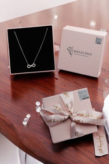 RGELEGANCE Premium Accessories 925 Ayar Gerçek Gümüş Sonsuzluk Figürlü Seninle Sonsuza Kadar Sevgiliye Hediye Gümüş Kadın Kolye