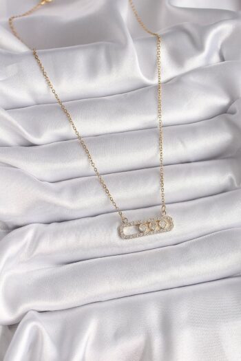 Sele Home 316L Çelik Gold Renk Zincir Zirkon Taşlı Messika Model Kadın Kolye