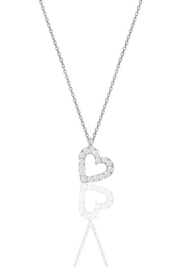Söğütlü Silver Gümüş Rodyumlu Zirkon Taşlı Kalp Kolye Sgtl11870rodaj