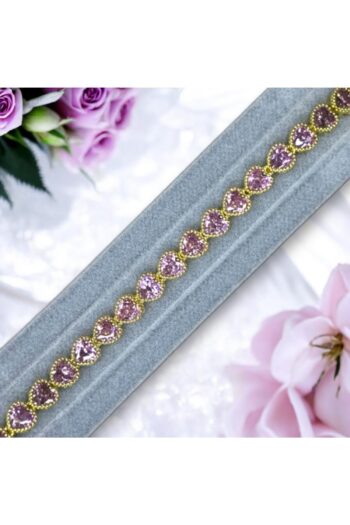Mesan Accessory Kadın 22 Ayar Gold Altın Kaplama Pembe Zirkon Taşlı Kalpli Şık Bileklik