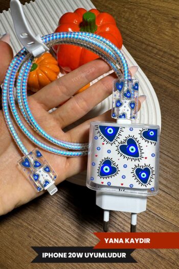 WANNA PROTECT iPhone 18W/20W Uyumlu Şeffaf Şarj Başlığı Adaptörü Koruma Kablo Koruyucu Kılıfı 5'li Koruma Seti