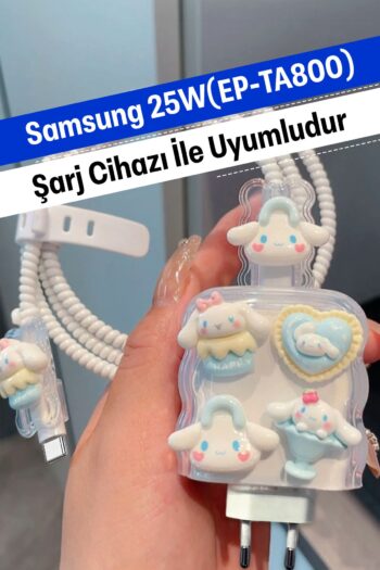 WANNA PROTECT Samsung 25W (EP-TA800) Uyumlu Şarj Başlığı Adaptörü Koruma Kablo Koruyucu 5'li Koruma Kılıfı