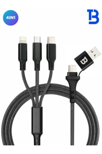 Tech&bello accessories Çok Uçlu Çoklu 4in1 Kablo Üçlü Örgülü Hızlı Şarj Kablosu 1.2m Ba-04