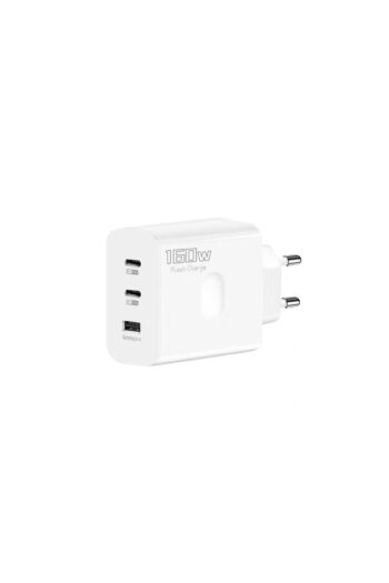 schitec 160W 2xType-C + UsbA Quick Charger 5.0 Teknolojili Ev Tipi 3 Çıkışlı Şarj Aleti Başlığı SR40
