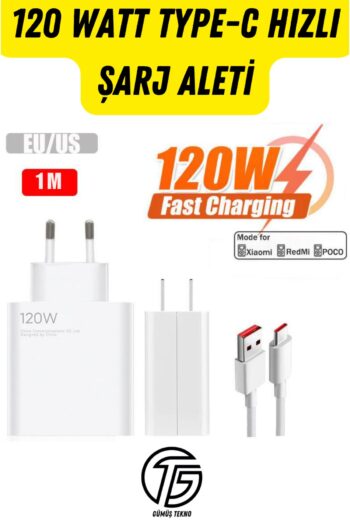 QÜMÜŞ 120 Watt Turbo Hızlı Şarz Aleti Adaptör ve Kablo Seti Type-c realme C65 Uyumlu