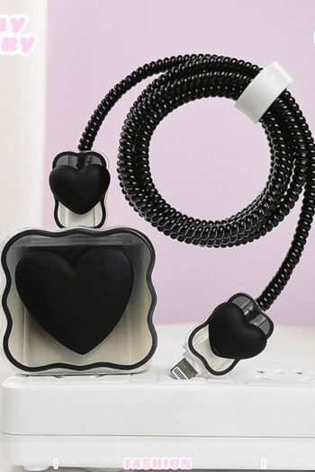 WANNA PROTECT Iphone 18-20w Uyumlu Figürlü Sevimli Şarj Başlığı Adaptörü Örme Kablo Koruyucu Süper Koruma Seti