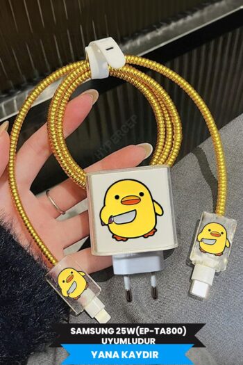 WANNA PROTECT Samsung 25W (EP-TA800) Uyumlu Şeffaf Şarj Başlığı Adaptörü Koruma Kablo Koruyucu 5'li Koruma Seti
