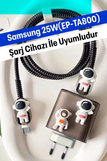 WANNA PROTECT Samsung 25W (EP-TA800) Uyumlu Şarj Başlığı Adaptörü Koruma Kablo Koruyucu 5'li Koruma Kılıfı