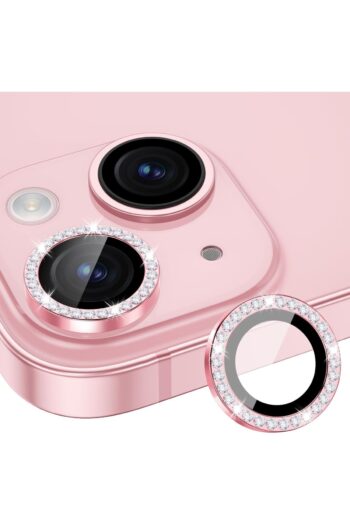 POWELL İphone 15 / 15Plus ile Uyumlu Taşlı Silver Diamond Taşlı Kamera Lens ve Camı Koruyucu Pembe