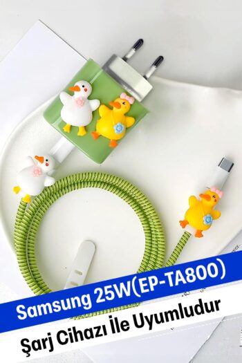 WANNA PROTECT Samsung 25W (EP-TA800) Uyumlu Şarj Başlığı Adaptörü Koruma Kablo Koruyucu 5'li Koruma Kılıfı