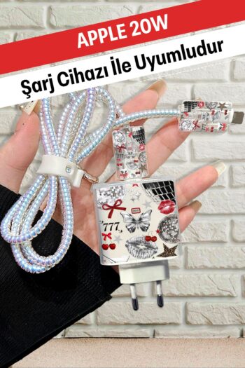 WANNA PROTECT iPhone 20W Uyumlu Şeffaf Şarj Başlığı Adaptörü Koruma Fiyonk Kablo Koruyucu Kılıfı 5'li Koruma Seti