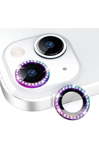mooodcase iPhone 13 Uyumlu  Taşlı Görünümlü Kamera Lensi Koruma Camı Gökkuşağı