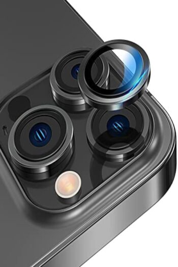 CaseWorld Uyumlu Iphone 13 Pro Alüminyum Alaşım Temperli Cam Kamera Lens Koruyucu - Siyah