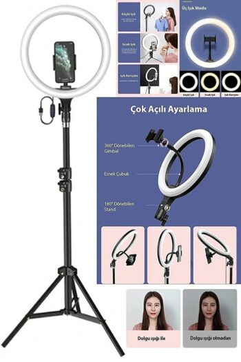 SKYNEX Ring Fill Light Led Işıklı Tripod 14 Inç Halka Youtuber Tiktok Makyaj Işığı Ayaklı Tripot 14inç
