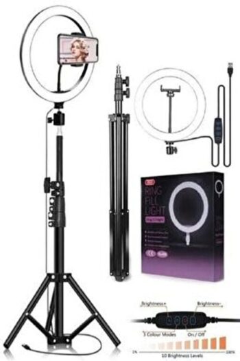 PİNK İTHALAT Youtuber Led 10 Inç Ring Light 5500k Youtuber Led Işıklı 2.1 Metre Tripod Selfie Makyaj Işığı