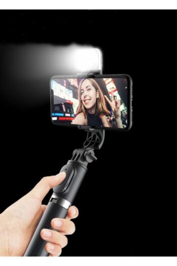 gaman Siyah Kablosuz Kumandalı Telefon Selfie Çubuğu Ayaklı Tripod Bluetooth Kumandalı Led Işıklı
