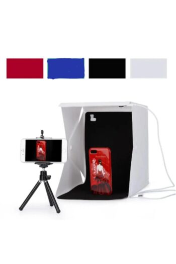 CNGZSHOP Çift Led Işıklı Ürün Fotoğraf Çekim Çadırı Katlanabilir Resim Fotoğraf Çekme Kutusu 4 Adet Arka Fon