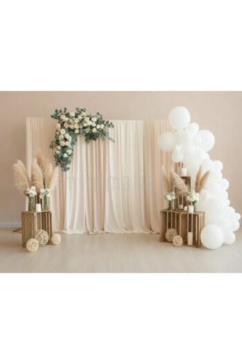 Minimalisfy Şık Düğün Arka Planı için 200x150cm, Somon ve Beyaz Temalı, Stüdyo Fonu
