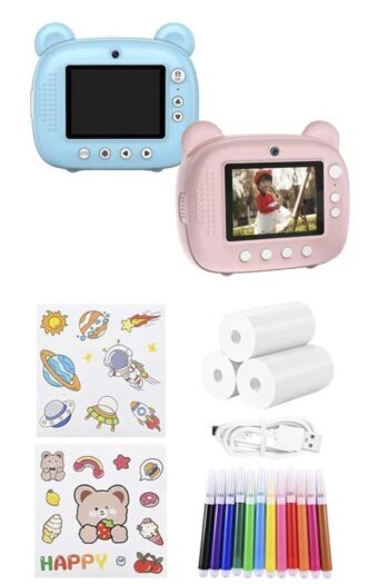 Kensa Cmr14 Pembe Dijital Video Fotoğraf Çocuk Kamerası Anlık Termal Resim Kağıt Baskılı Yazıcı