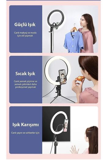 Everest Grup Ring Fill Light Led Işıklı Tripod 14 Inç Halka Youtuber Tiktok Makyaj Işığı Ayaklı Tripot